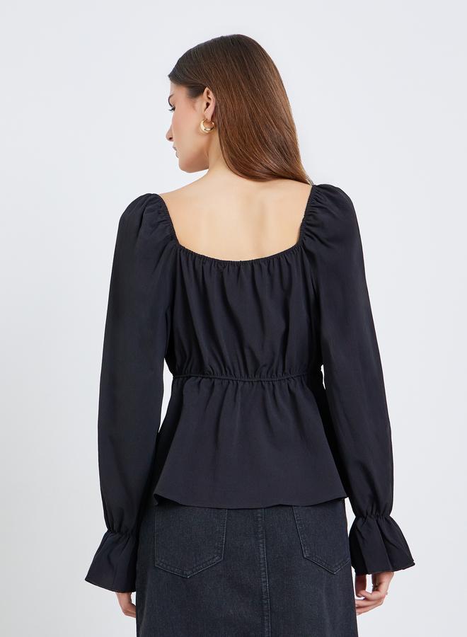 ستايلي بلوزة بياقة مربعة وأكمام طويلة - Image 4